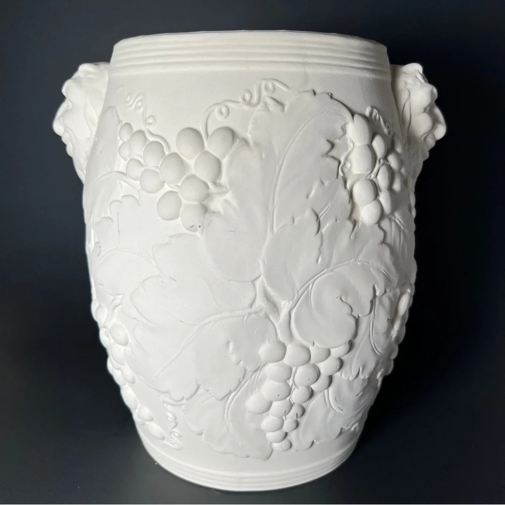 Hartstone Pottery Bacchus Head Grapes Bisque Wine Cooler Ice Bucket